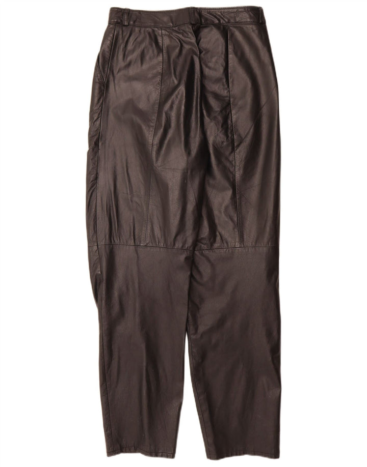 Pantaloni vintage in pelle con ancoraggi da donna EU 38 medi W28 L30 in pelle nera