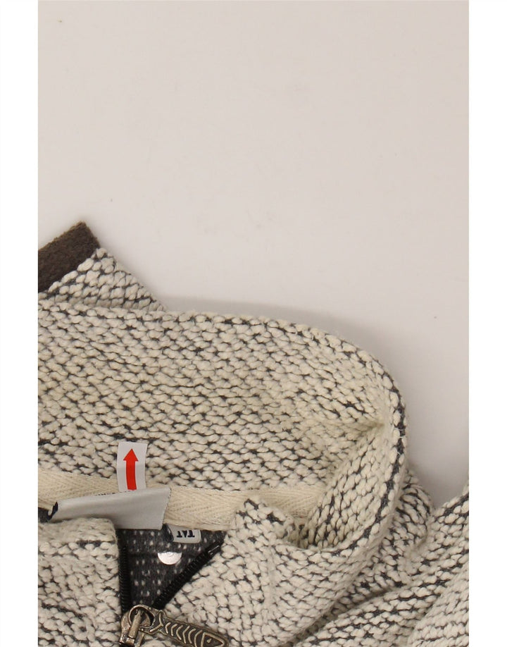 WEIRD FISH Mens Zip Neck Sweatshirt Jumper Medium White Flecked Cotton