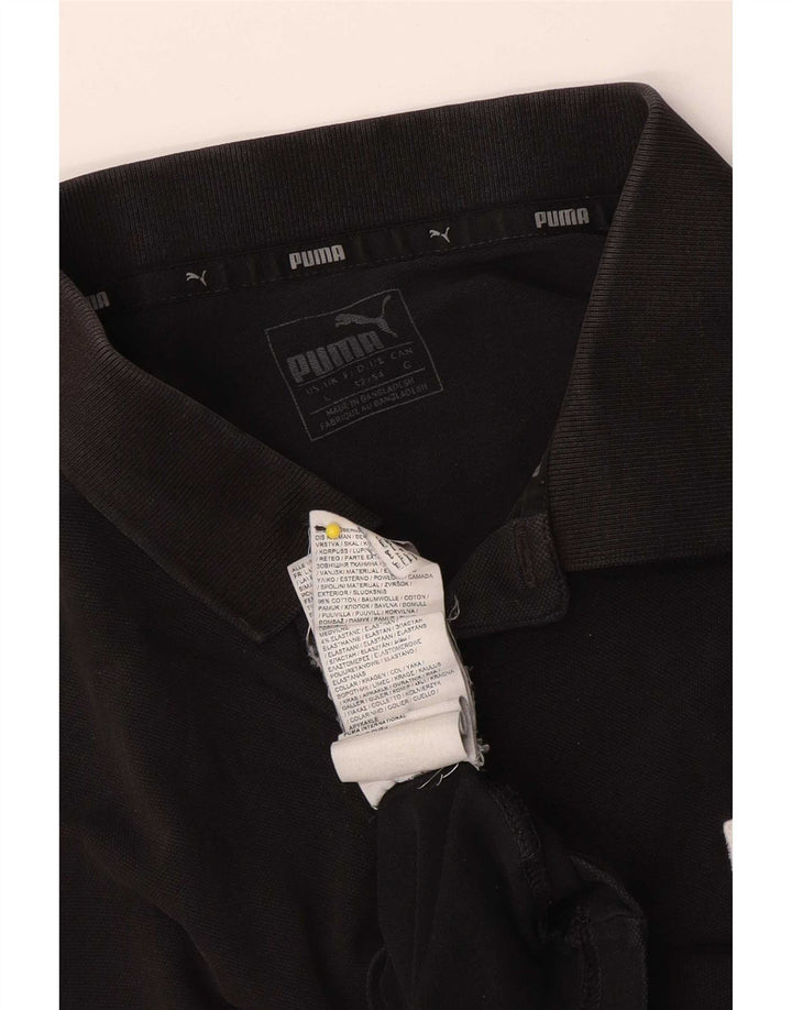 Polo Puma da uomo grande in cotone nero