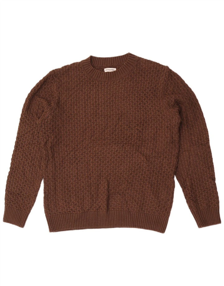 Maglione maglione girocollo da uomo Jack & Jones grande acrilico marrone