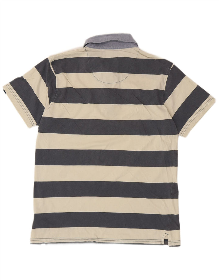Polo da rugby da uomo WEIRD FISH in cotone a righe grigio medio