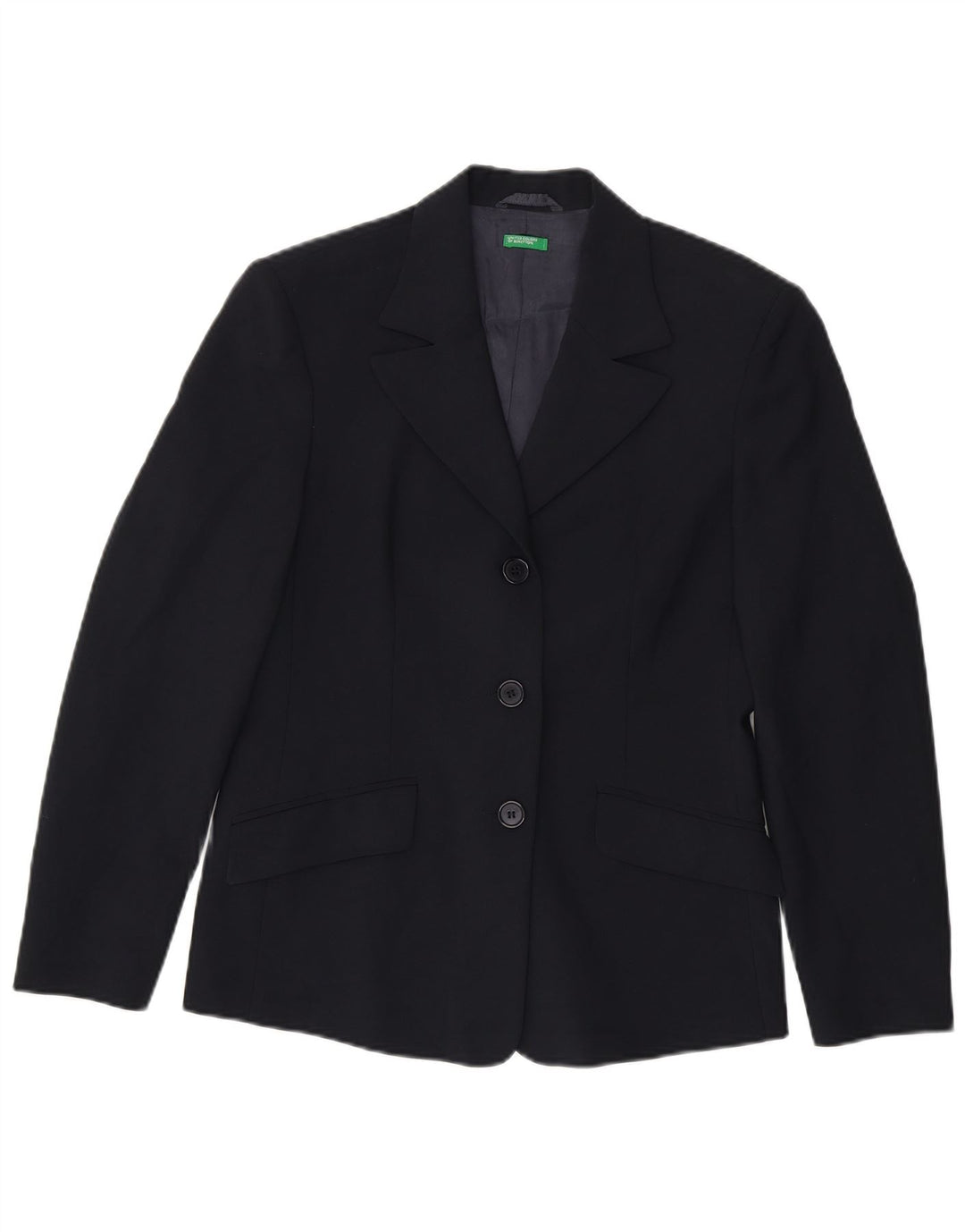 Giacca Blazer a 3 Bottoni da Donna Benetton IT 44 Medio Blu Navy Poliestere