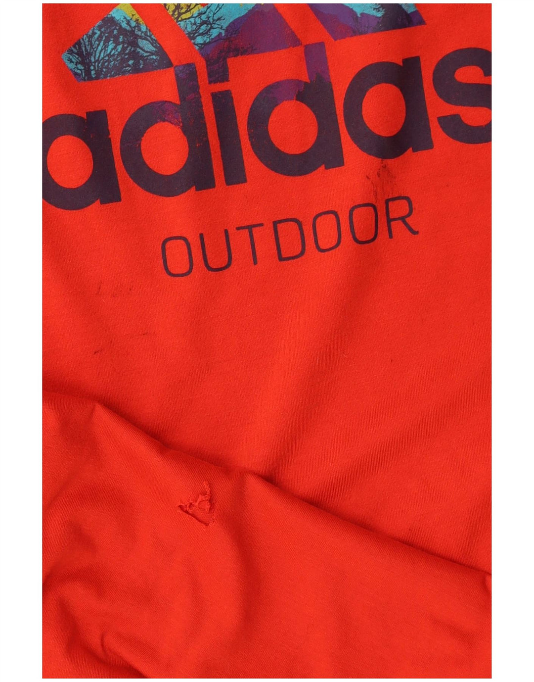 Adidas Uomo Graphic Top Manica Lunga UK 40/42 Medio Rosso Poliestere