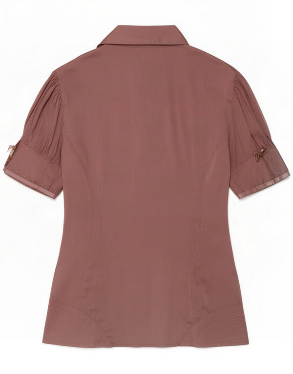 Guess camicia a maniche corte da donna camicetta UK 42 rosa medio seta