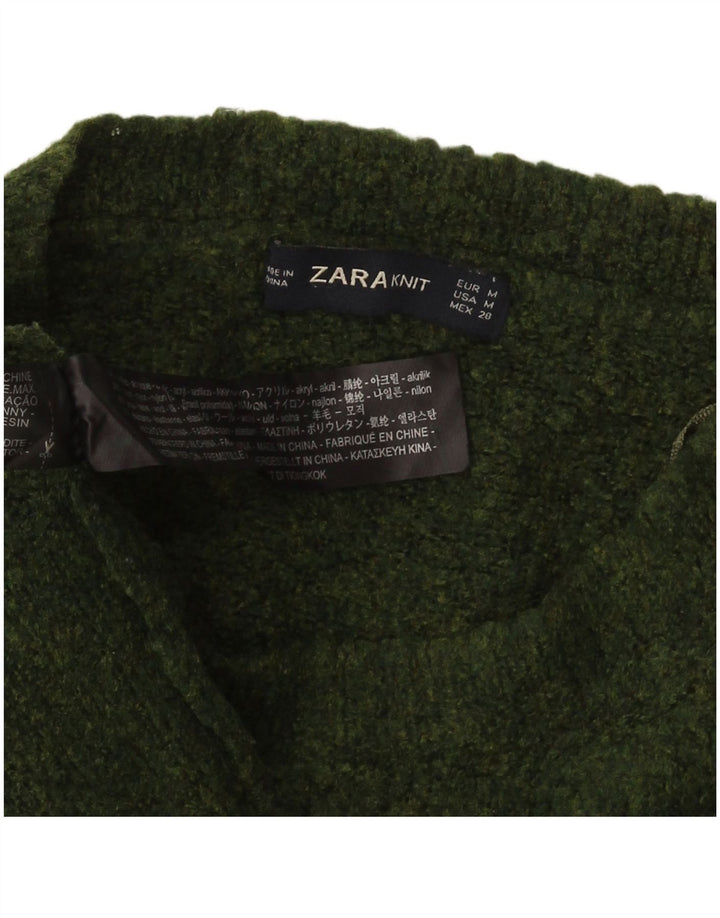 Maglione maglione girocollo oversize da donna Zara UK 14 verde medio screziato