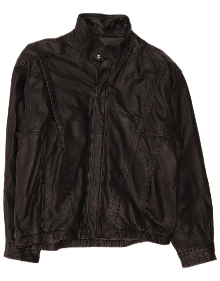Giacca in pelle vintage da uomo UK 38 media nera