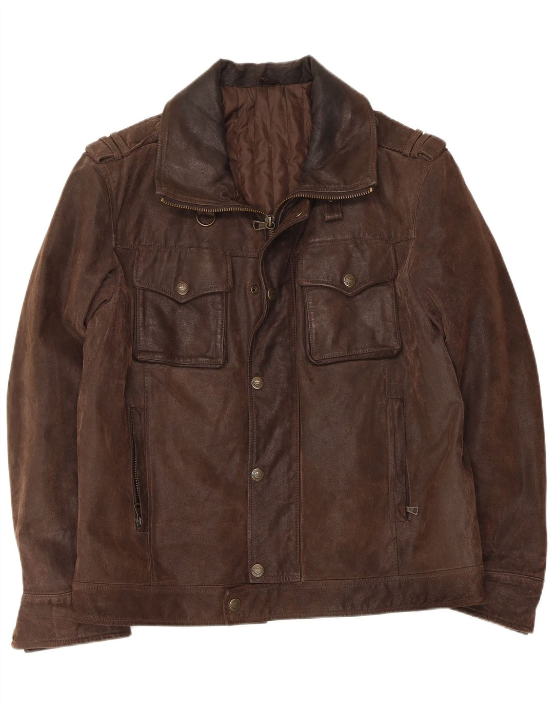 Giacca in pelle vintage da uomo UK 40 grande in pelle marrone
