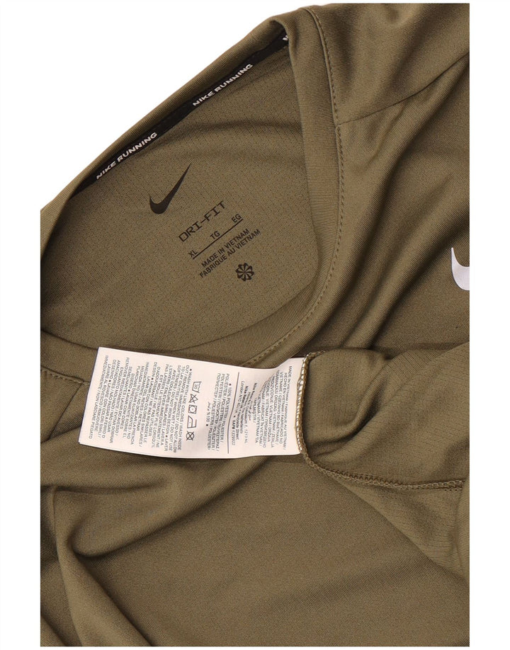 Maglia Nike Dri Fit da uomo a maniche lunghe XL in poliestere kaki