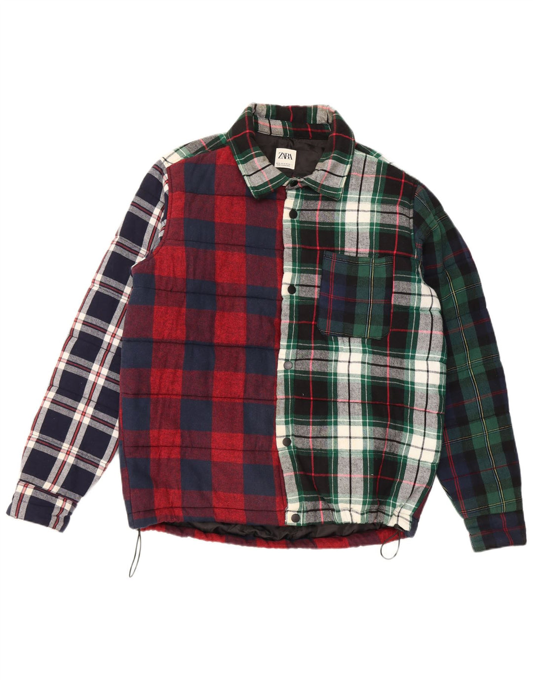 Zara Camicia da uomo in flanella da boscaiolo in cotone scozzese medio multicolore