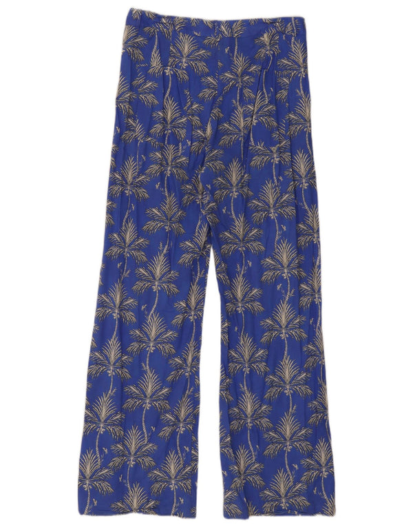 Pantaloni casual a gamba larga da donna Zara medi W28 L30 cotone floreale blu