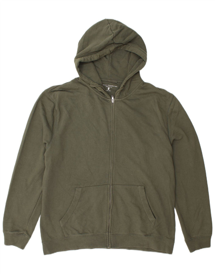 FRENCH CONNECTION Maglione con cappuccio e zip da uomo 2XL cotone kaki