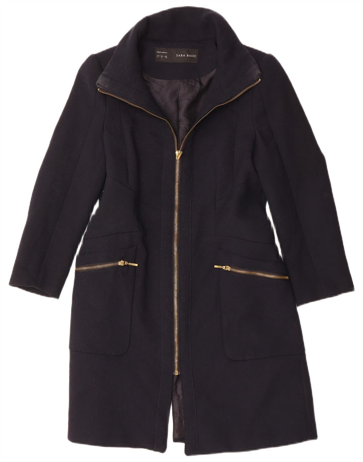 Cappotto da donna Zara UK 14 grande poliestere blu navy