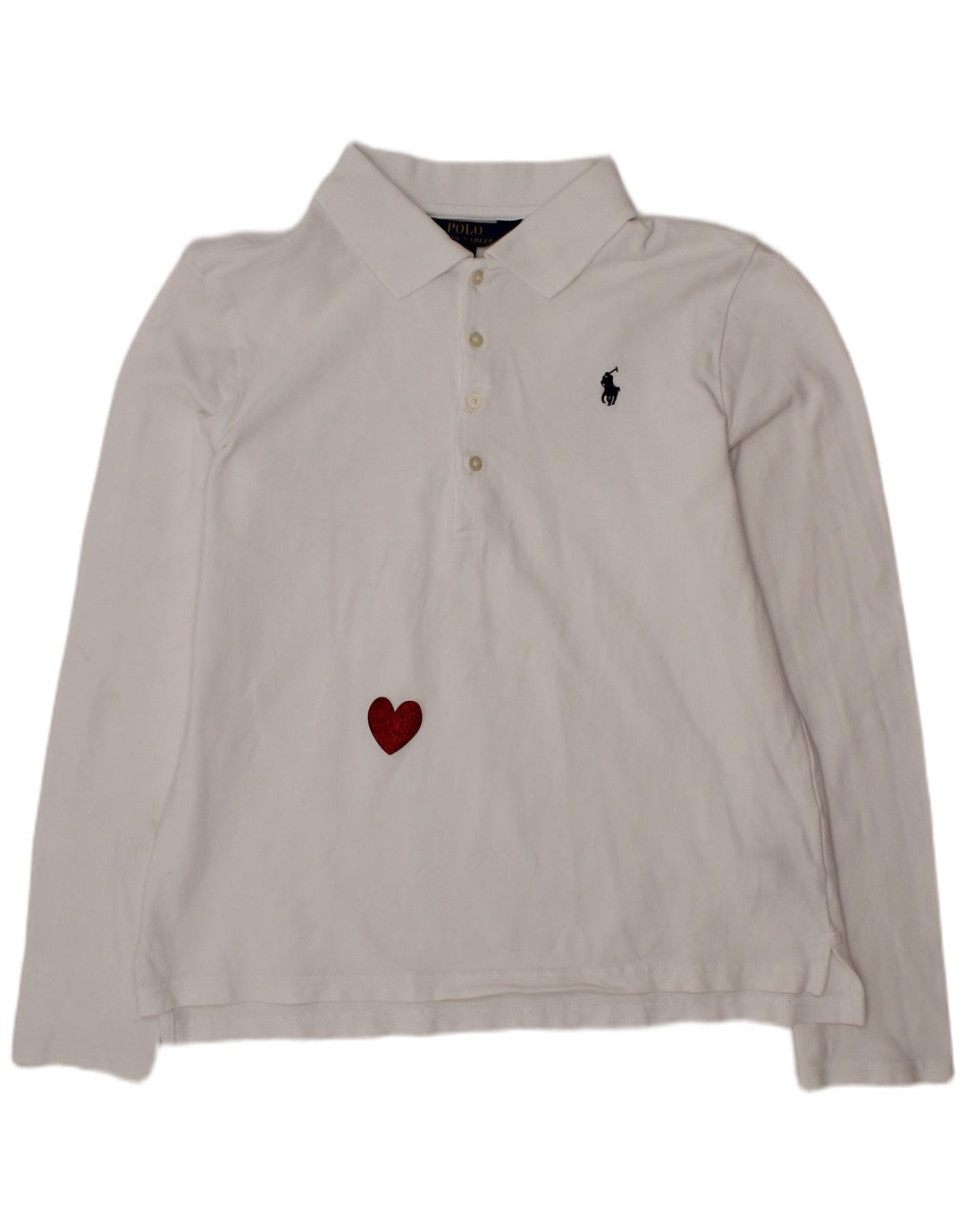 POLO RALPH LAUREN Polo Bambina 12-13 Anni Cuore Grande in Cotone Bianco