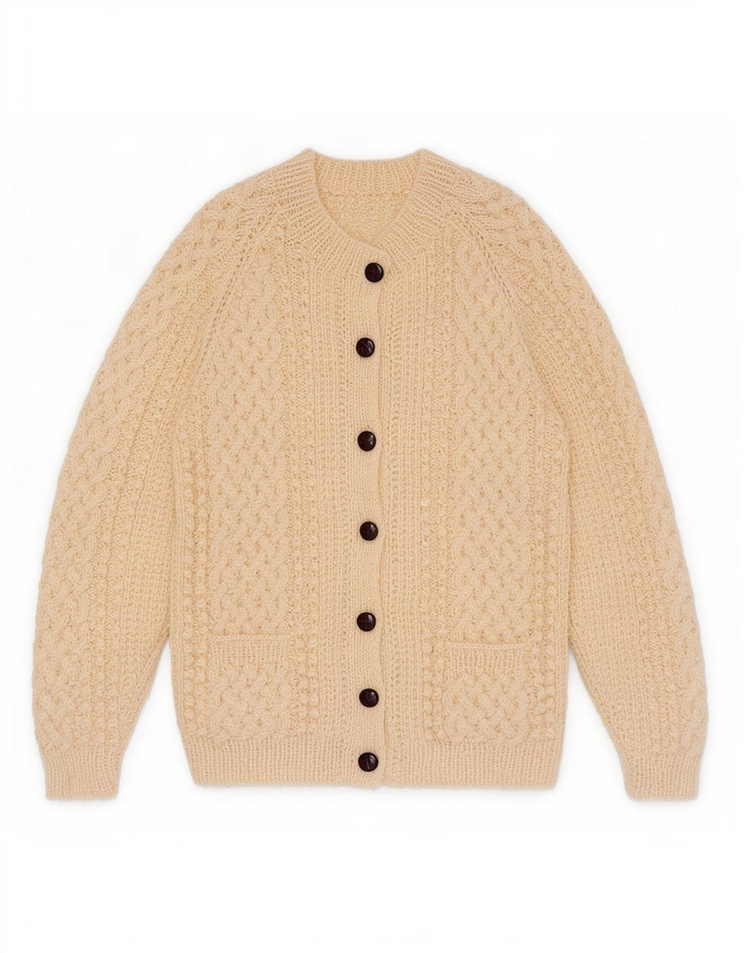 Maglione cardigan da donna vintage UK 12 medio bianco sporco