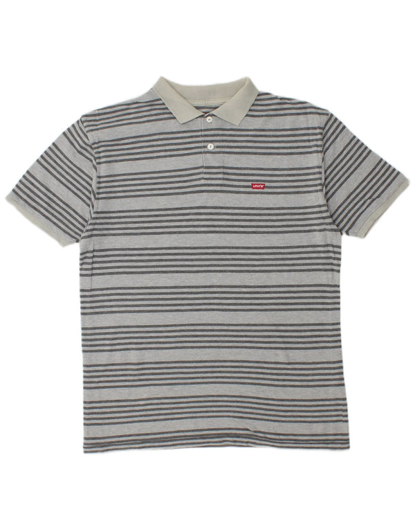 LEVI'S Mens Polo Shirt Medium Blue Striped Cotton