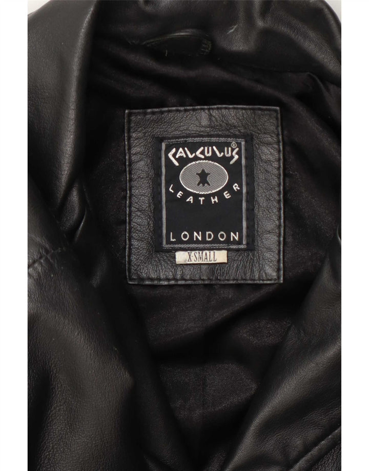 Calculus Cappotto lungo in pelle da donna vestibilità ampia UK 4 XS Nero