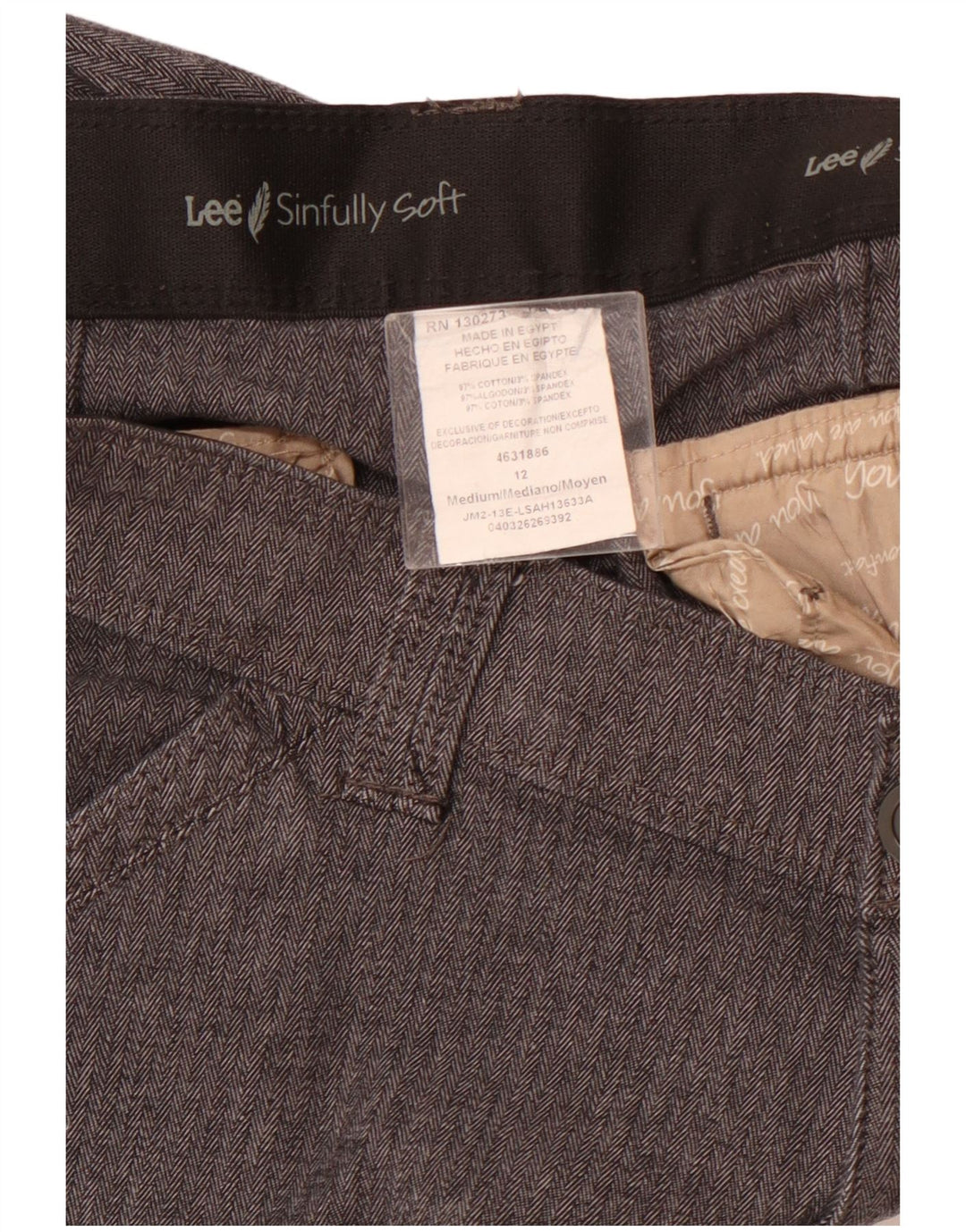 Pantaloni casual dritti da donna LEE US 12 Large W32 L31 Grigio a spina di pesce