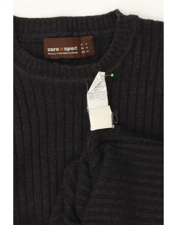 Maglione girocollo da uomo Zara in lana grigio medio