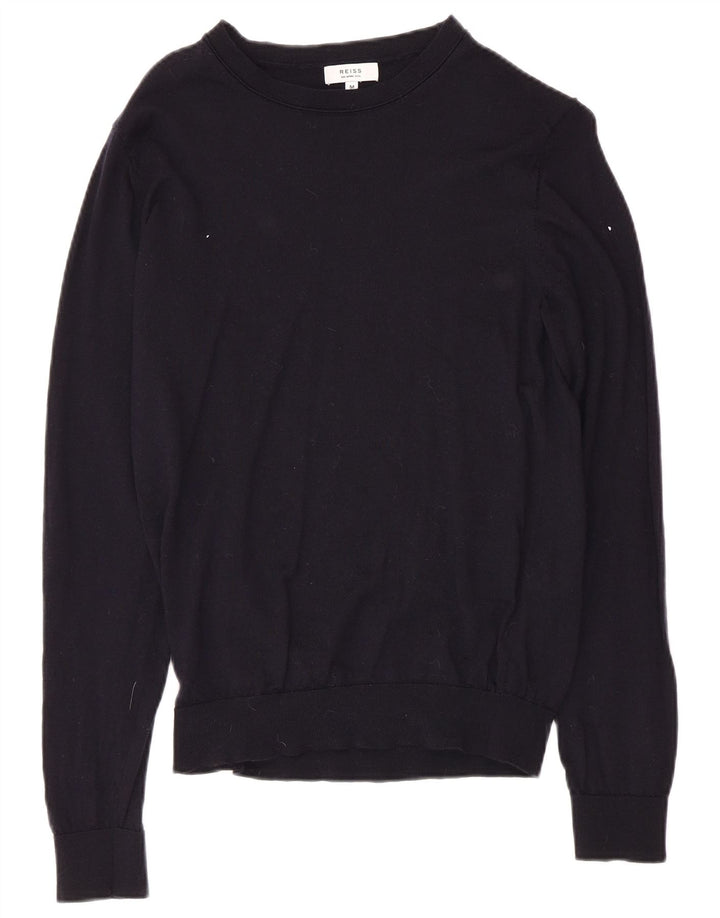 REISS Maglione da donna con scollo a barchetta UK 12 Lana medio blu navy