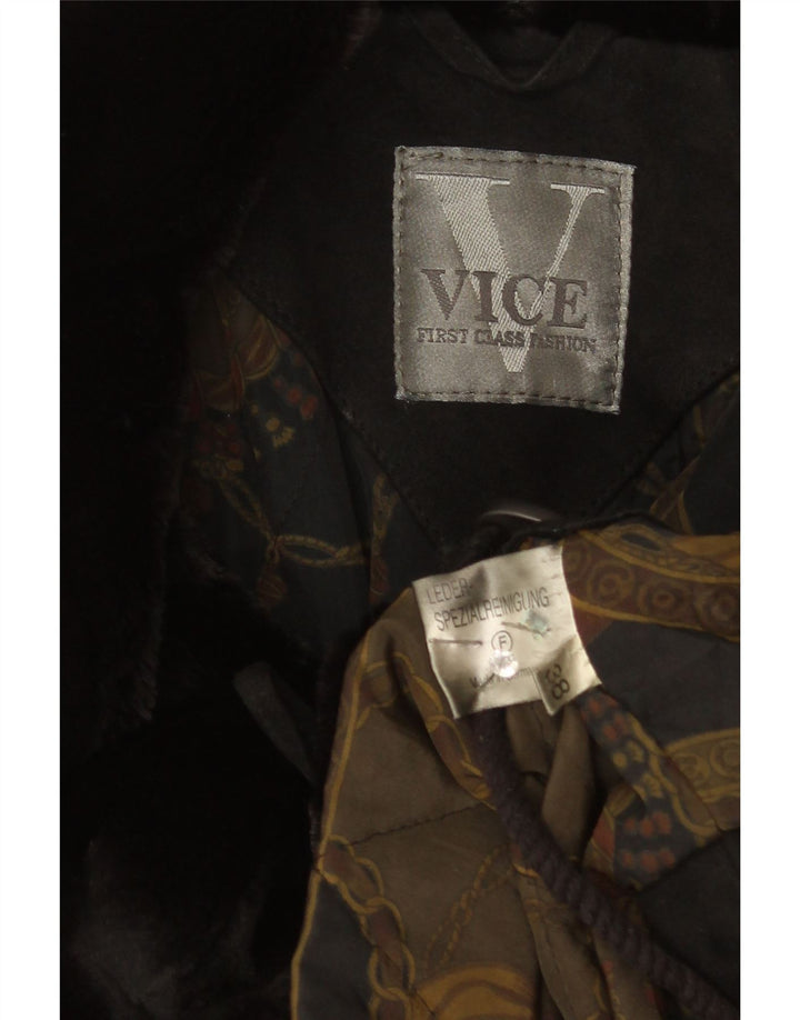 Soprabito oversize in pelle scamosciata vintage da donna EU 38 in pelle nera media