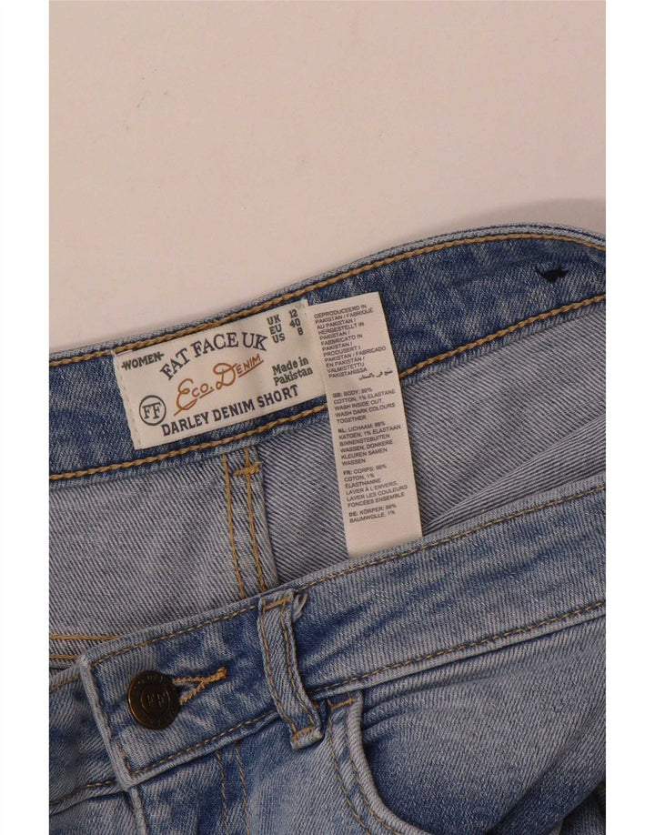 Pantaloncini in denim invecchiato da donna Fat Face UK 12 medio W30 cotone blu