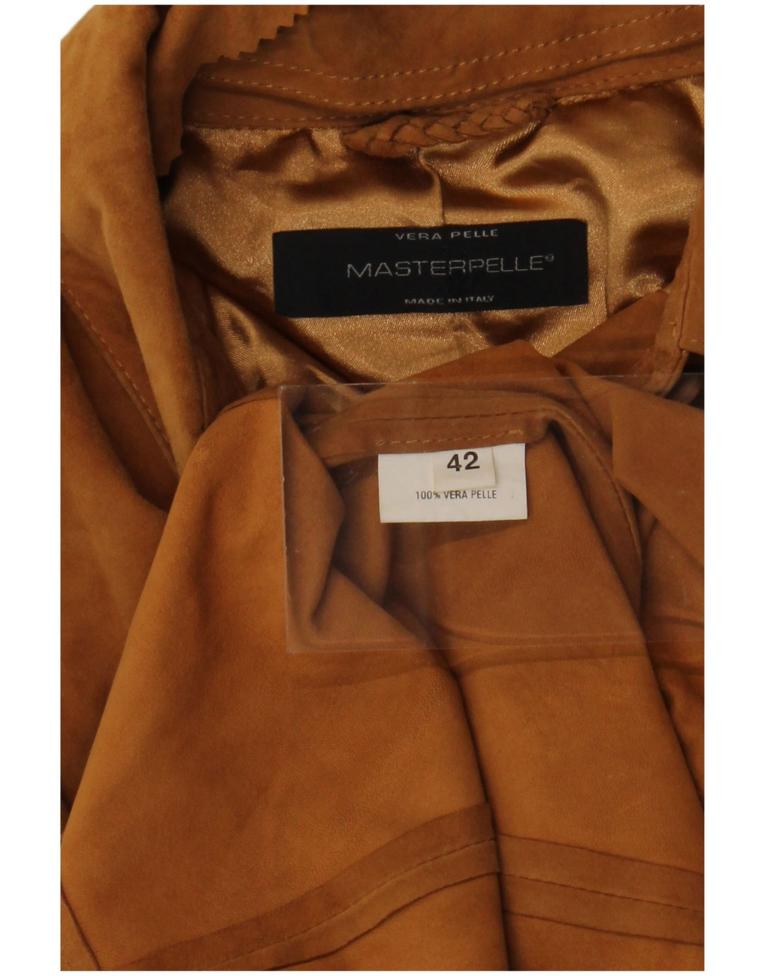 MASTERPELLE Womens Overshirt Suede Shirt IT 42 Medium Beige Leather