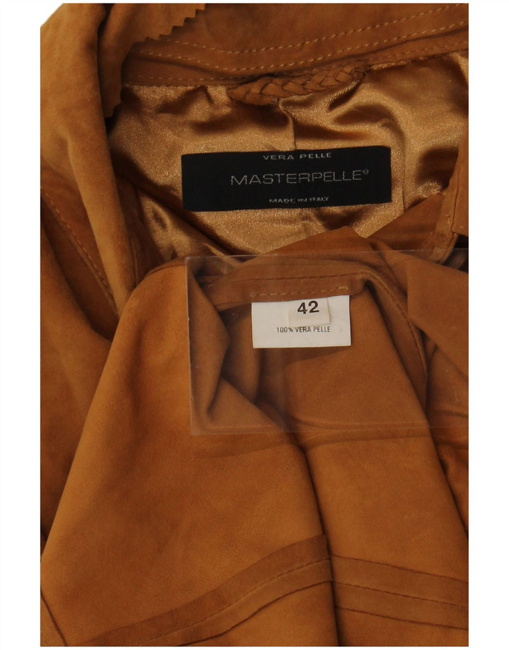 MASTERPELLE Womens Overshirt Suede Shirt IT 42 Medium Beige Leather