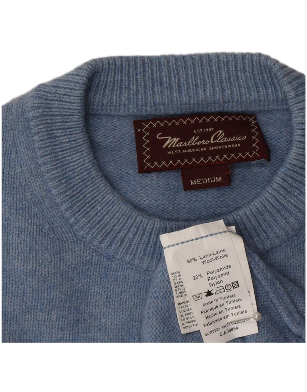 Marlboro Classics Maglione girocollo da uomo in lana blu medio