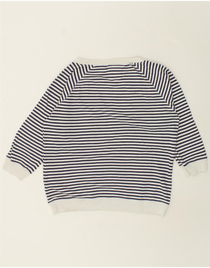 JACK WILLS Womens Sweatshirt Jumper UK 12 Medium  Navy Blue Striped Cotton Vintage Jack Wills and Second-Hand Jack Wills from Messina Hembry 