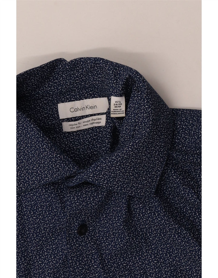 Camicia da uomo Regular Fit Calvin Klein taglia 15 1/2 media blu navy maculato