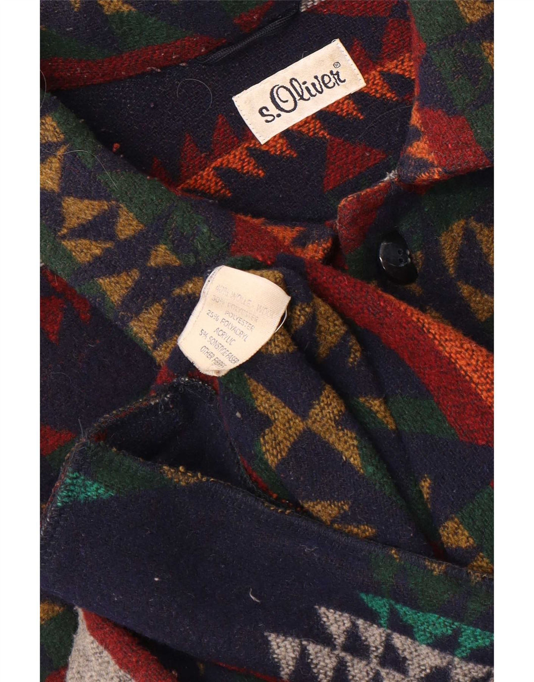 Cappotto da uomo S.Oliver UK 40 Grande lana Fair Isle multicolore