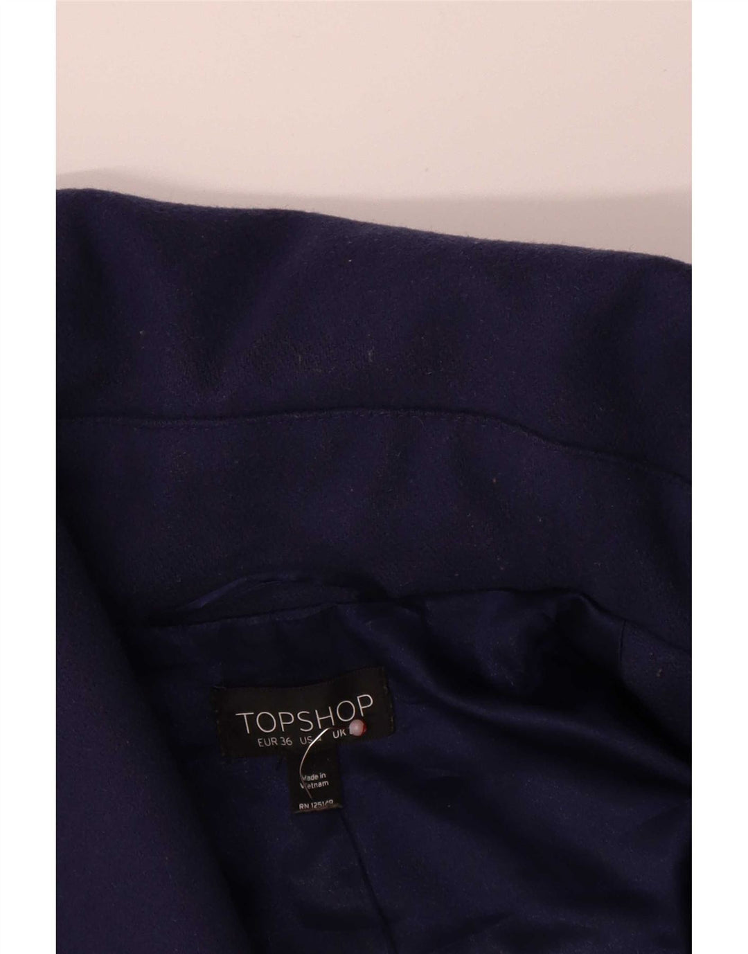 Soprabito corto oversize da donna Topshop UK 8 piccolo in lana blu navy