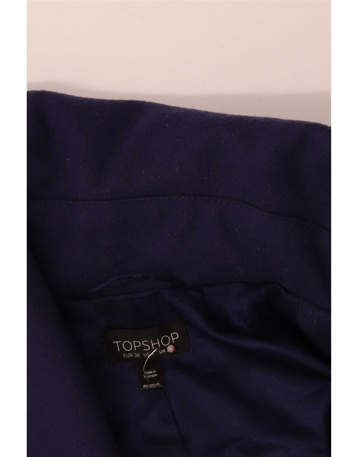 Soprabito corto oversize da donna Topshop UK 8 piccolo in lana blu navy