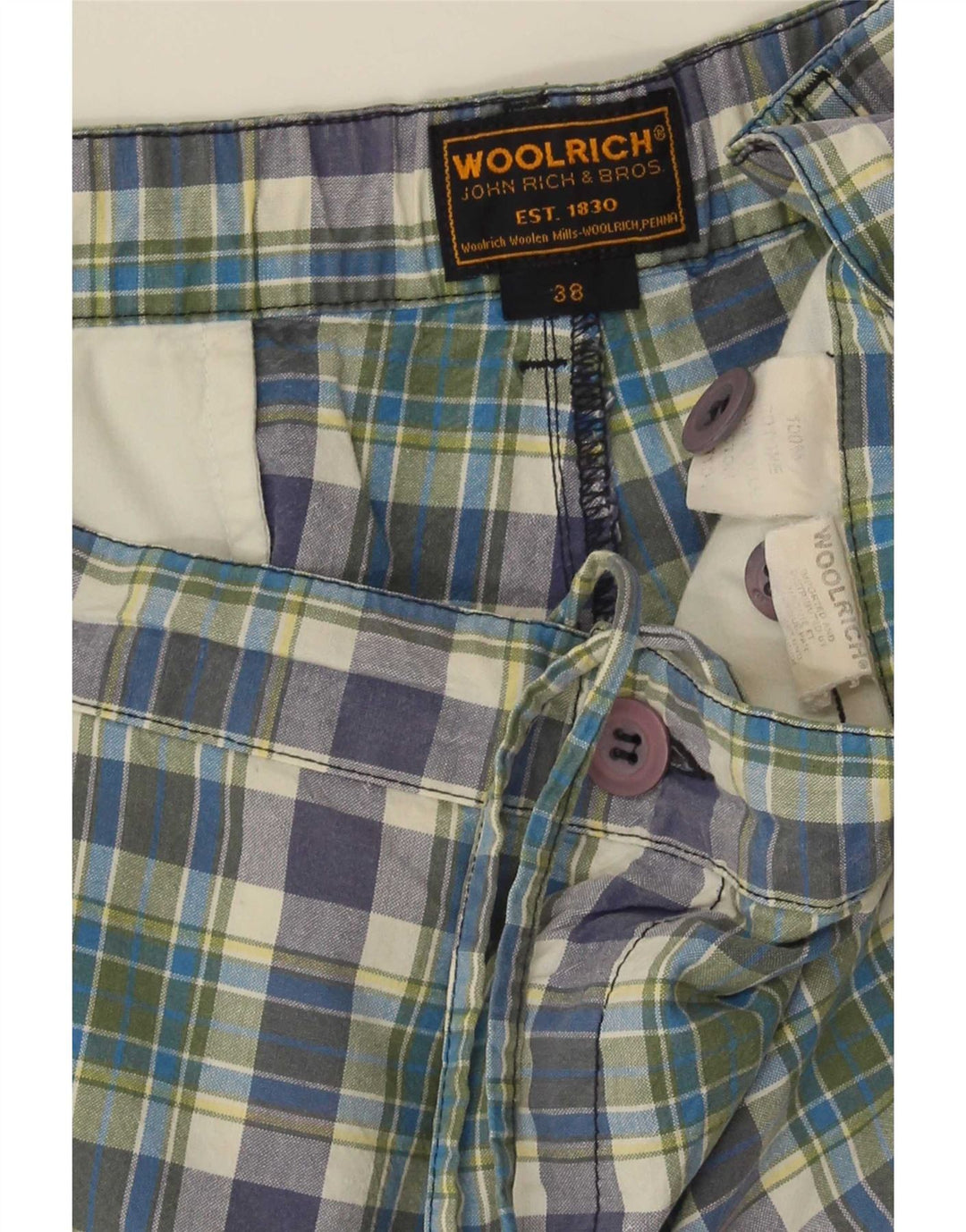 Pantaloncini chino regolari da uomo Woolrich W38 XL in cotone scozzese multicolore