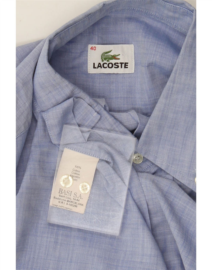 LACOSTE Camicia a maniche corte da uomo taglia 40 cotone blu medio