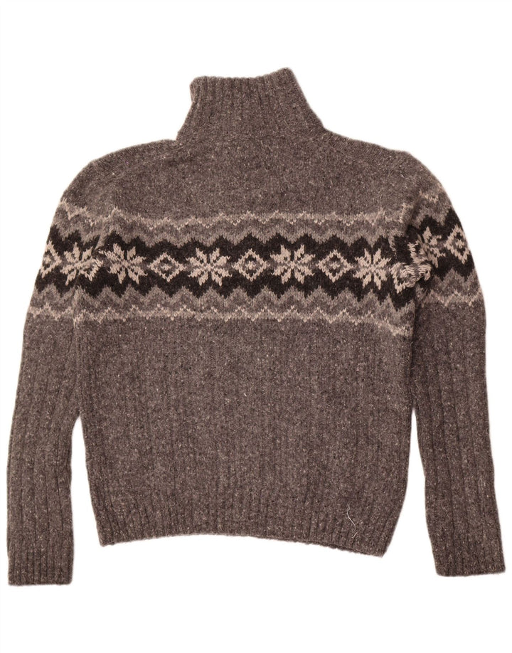 Marks & Spencer Maglione da uomo con collo a bottoni Grande lana Fair Isle grigia
