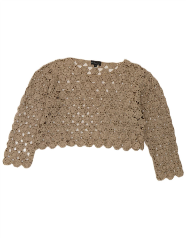 Evidence Top da donna corto in camicetta all'uncinetto con maniche a 3/4 UK 14 Beige medio