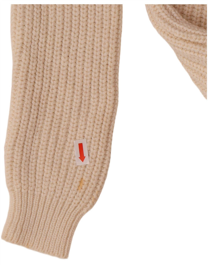 MASSIMO DUTTI Maglione cardigan con cappuccio da donna UK 6 XS Cotone beige