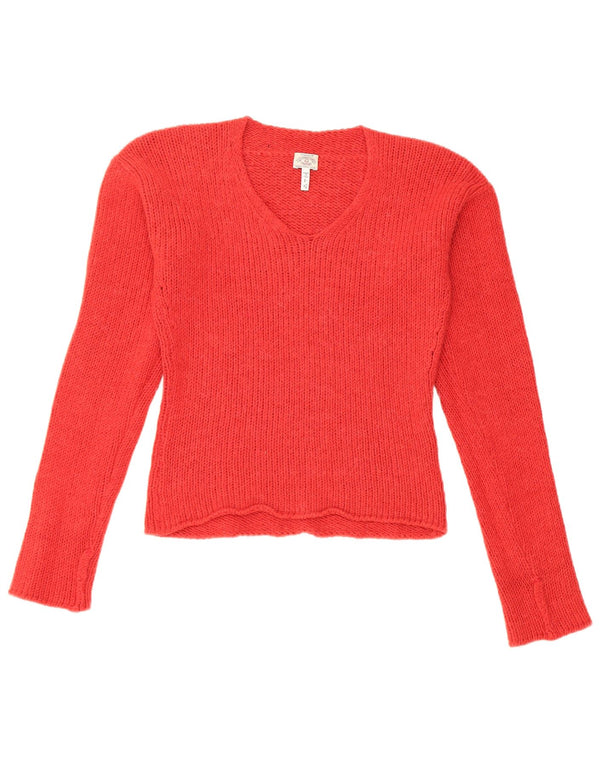 Maglione corto con scollo a V da donna Armani Jeans UK 14 grande rosso