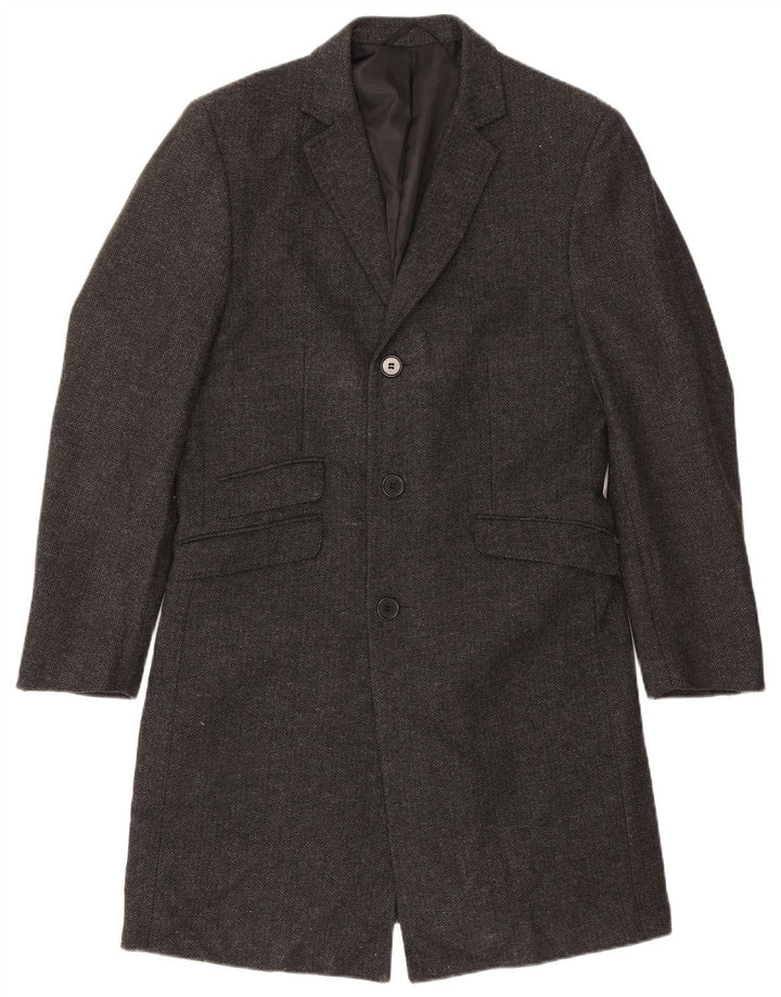 Cappotto da uomo French Connection UK 38 Lana a spina di pesce grigio medio