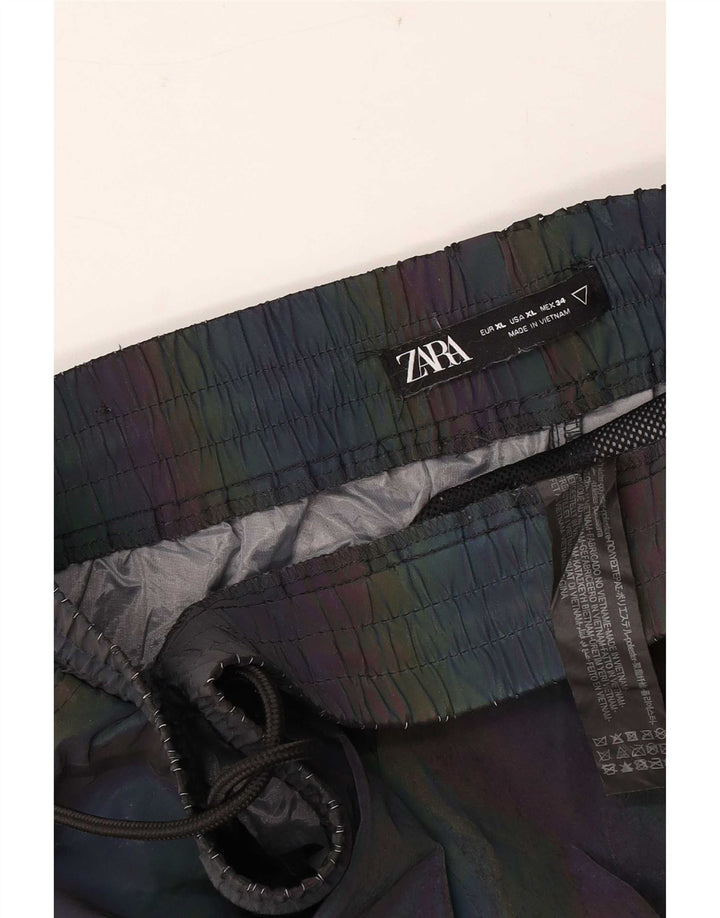 Pantaloni cargo da jogging da uomo Zara XL W34 L26 poliestere a righe multicolore