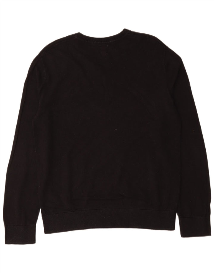 Gap Maglione da uomo con scollo a V grande in cotone nero