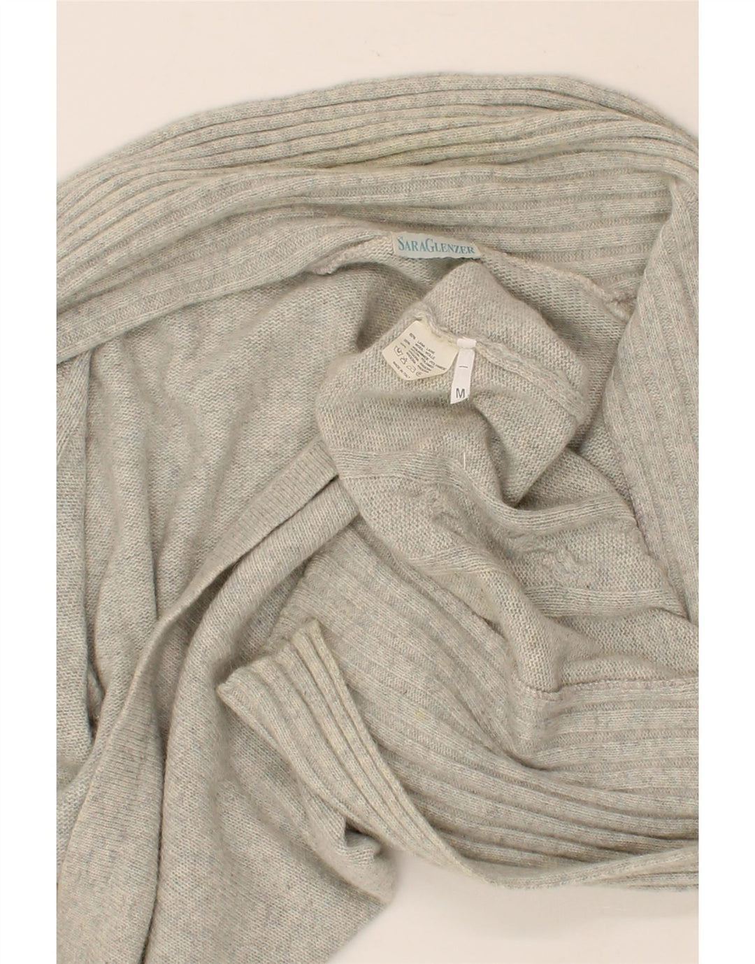 SARA GLENZER Womens Open Cardigan Sweater UK 14 Medium Grey Wool Vintage Sara Glenzer and Second-Hand Sara Glenzer from Messina Hembry 