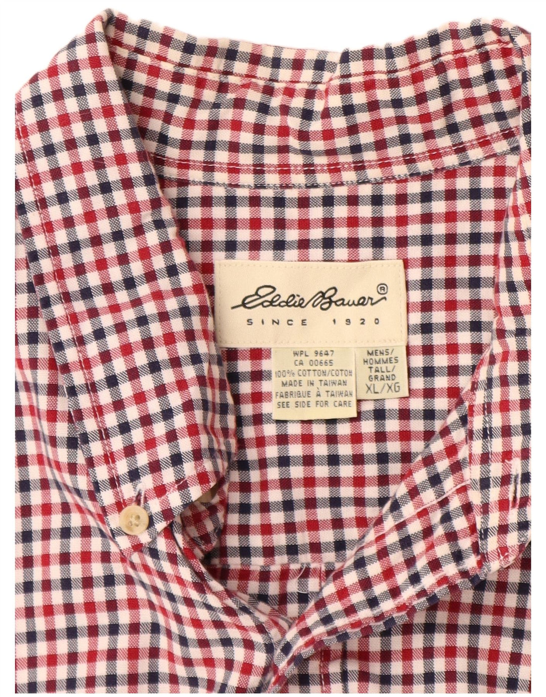 Camicia a maniche corte alta da uomo Eddie Bauer XL in cotone a quadretti rosso