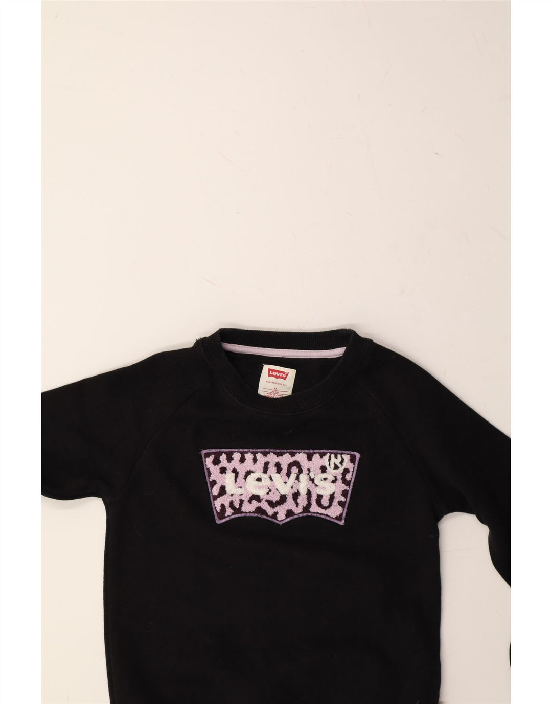 LEVI'S Girls Graphic Sweatshirt Jumper 5-6 Years Black Cotton Vintage Levi's and Second-Hand Levi's from Messina Hembry 