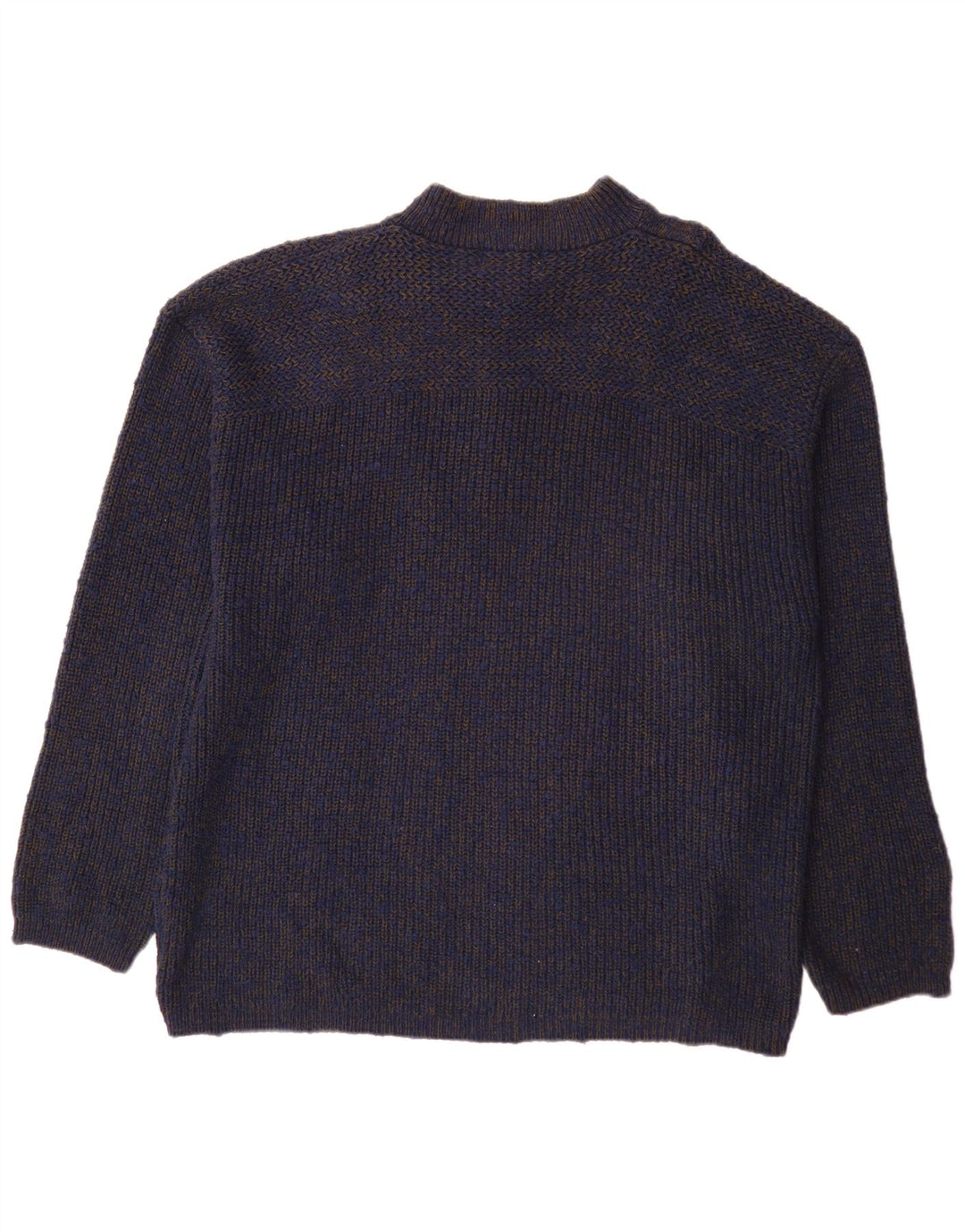 Maglione da uomo Eddie Bauer con collo a bottoni XL in cotone screziato blu navy