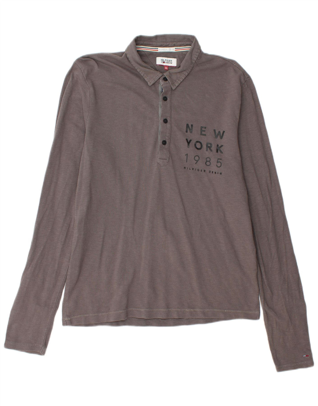 TOMMY HILFIGER Polo grafica da uomo a maniche lunghe XL grigia