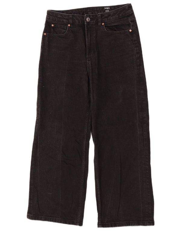 Jeans a gamba larga da donna Marks & Spencer UK 12 medio W30 L28 cotone nero