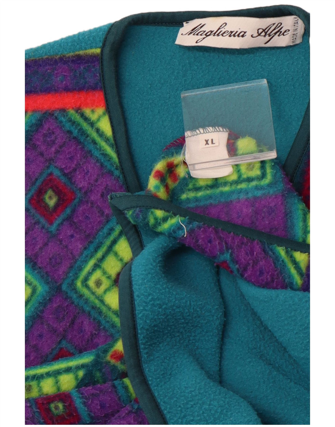 Gilet in pile da uomo VINTAGE UK 42 XL multicolore geometrico