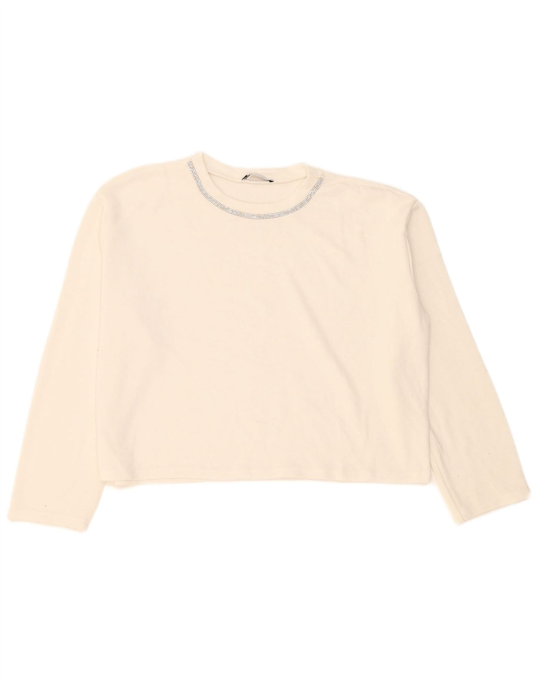 Top corto oversize da donna Zara a maniche lunghe UK 14 bianco medio